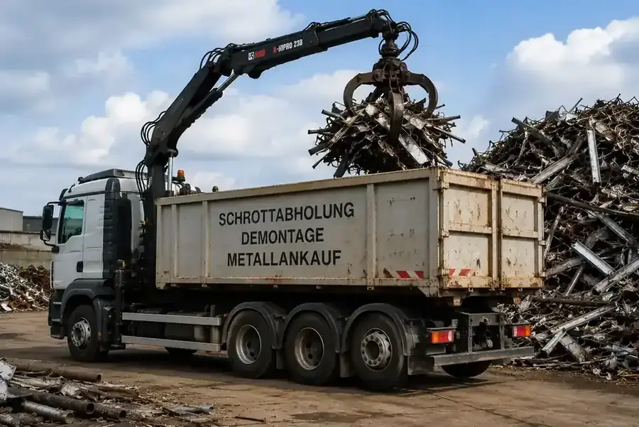 Metall aus dem Rückbau wird vom Bauschutt getrennt und verwertet